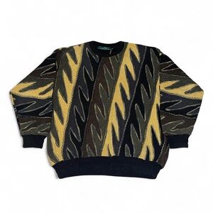 Vintage 90s Tundra Canada Sweater Biggie Cosby Coogi Style 3D Knit
